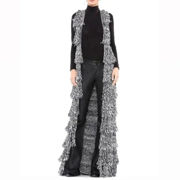 NWOT Alice + Olivia Yazmin Long Fringe Sweater Vest - Picture 1 of 4